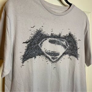 DC Comics Batman Vs Superman Batcave Logo Tee Medium Silver Gray 2016